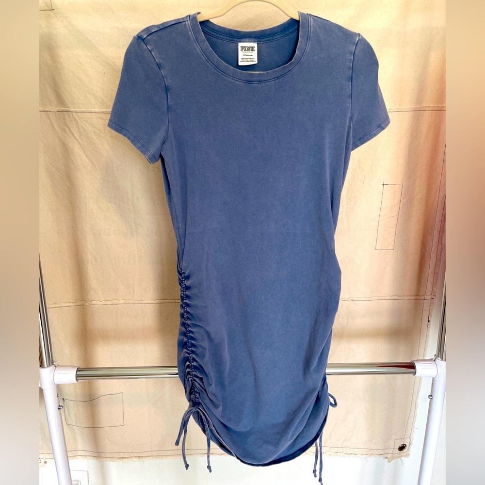 VS PINK SIZE SMALL CINCHED MINI DRESS BLUE